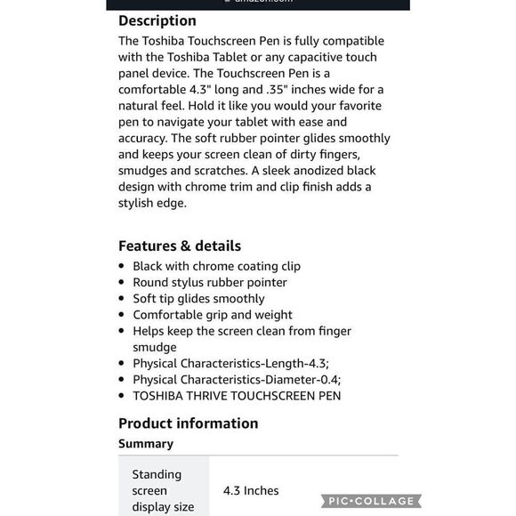 Brand New Toshiba Thrive PA3947U-1EAB Touchscreen Pen for Tablet - Picture 2 of 4